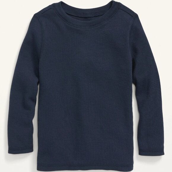 Old Navy Thermal-Knit Unisex Long-Sleeve T-Shirt for Toddler Navy Blue - Picture 1 of 3